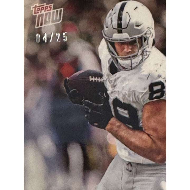 Limited edition 4/25 NFL RECORD Brock Bowers 2024 Topps Now rookie football card Las Vegas Raiders TE