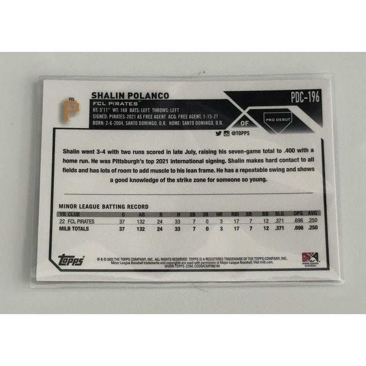 2023 Topps Pro Debut Shalin Polanco rookie card FCL Pirates baseball chrome parallel
