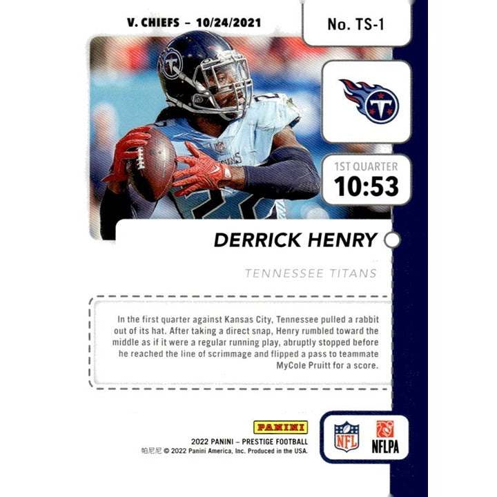2022 Panini Prestige Derrick Henry Time Stamped NFL Tennessee Titans football card