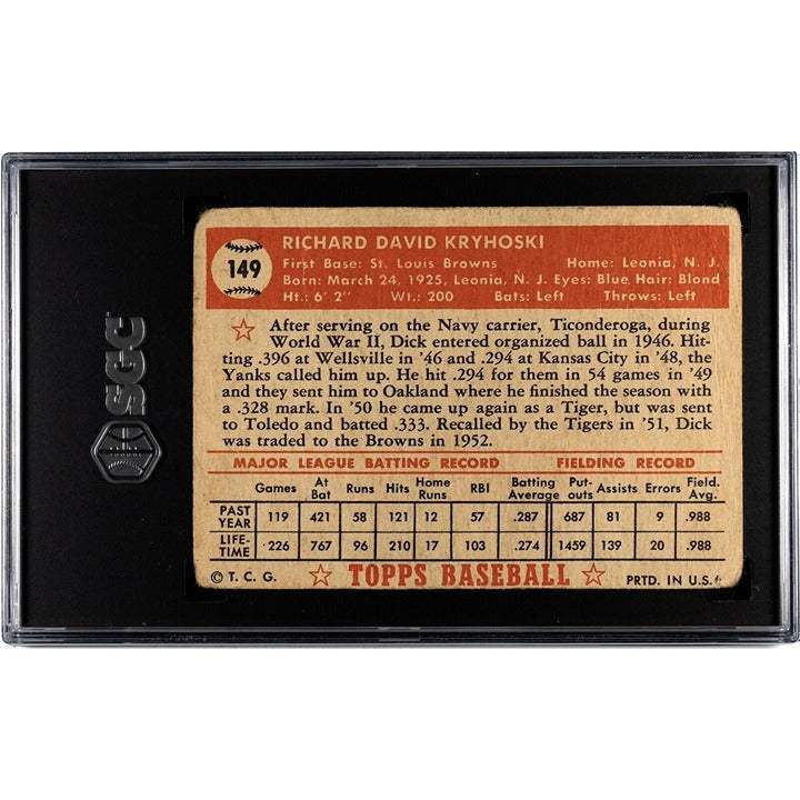 1952 Topps Set-Break Dick Kryhoski St. Louis Browns MLB card graded SGC 1 with authentic autograph