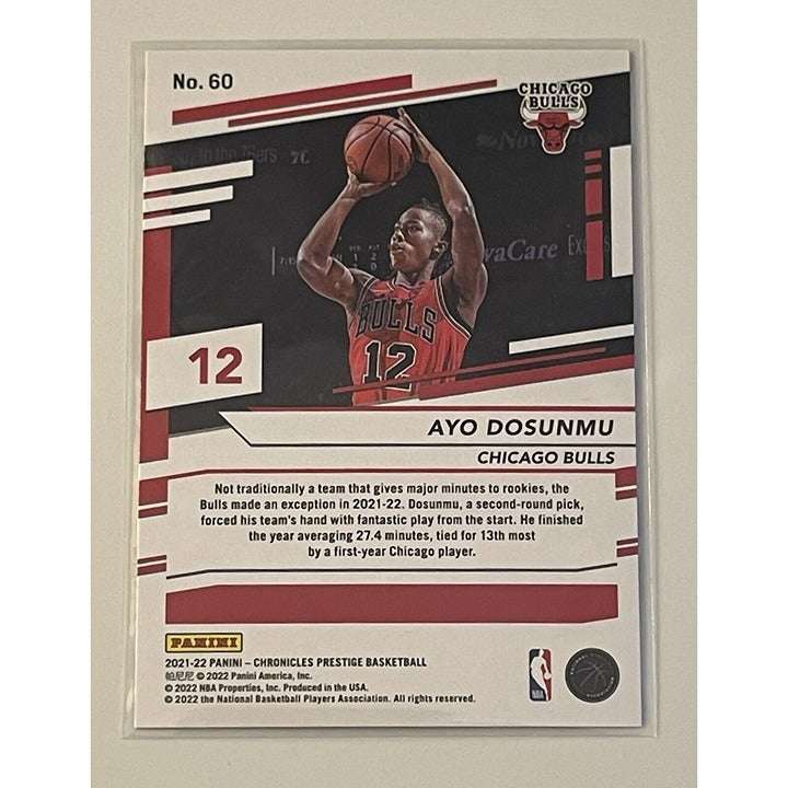2021-22 Panini Chronicles Ayo Dosunmu rookie card Chicago Bulls basketball trading card