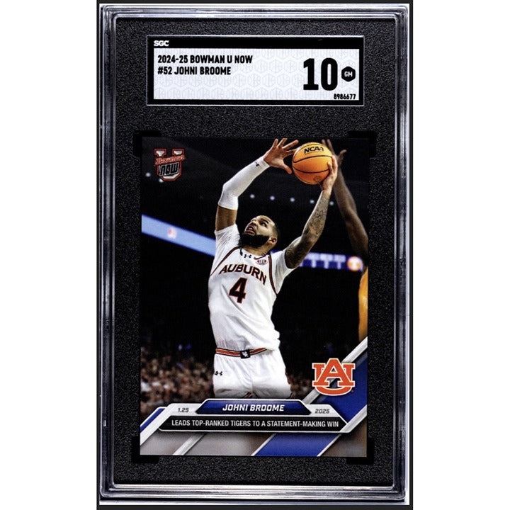 2024-25 Bowman U Now Johni Broome Rookie Leads Top Ranked Tigers Card #52 SGC 10