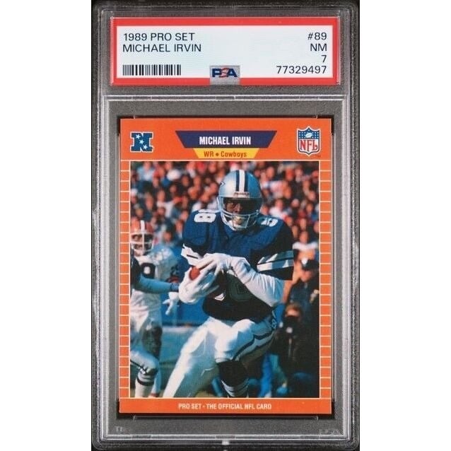 1989 Pro Set Michael Irvin RC NFL Card #89 Rookie Card HOF Dallas Cowboys PSA 7*