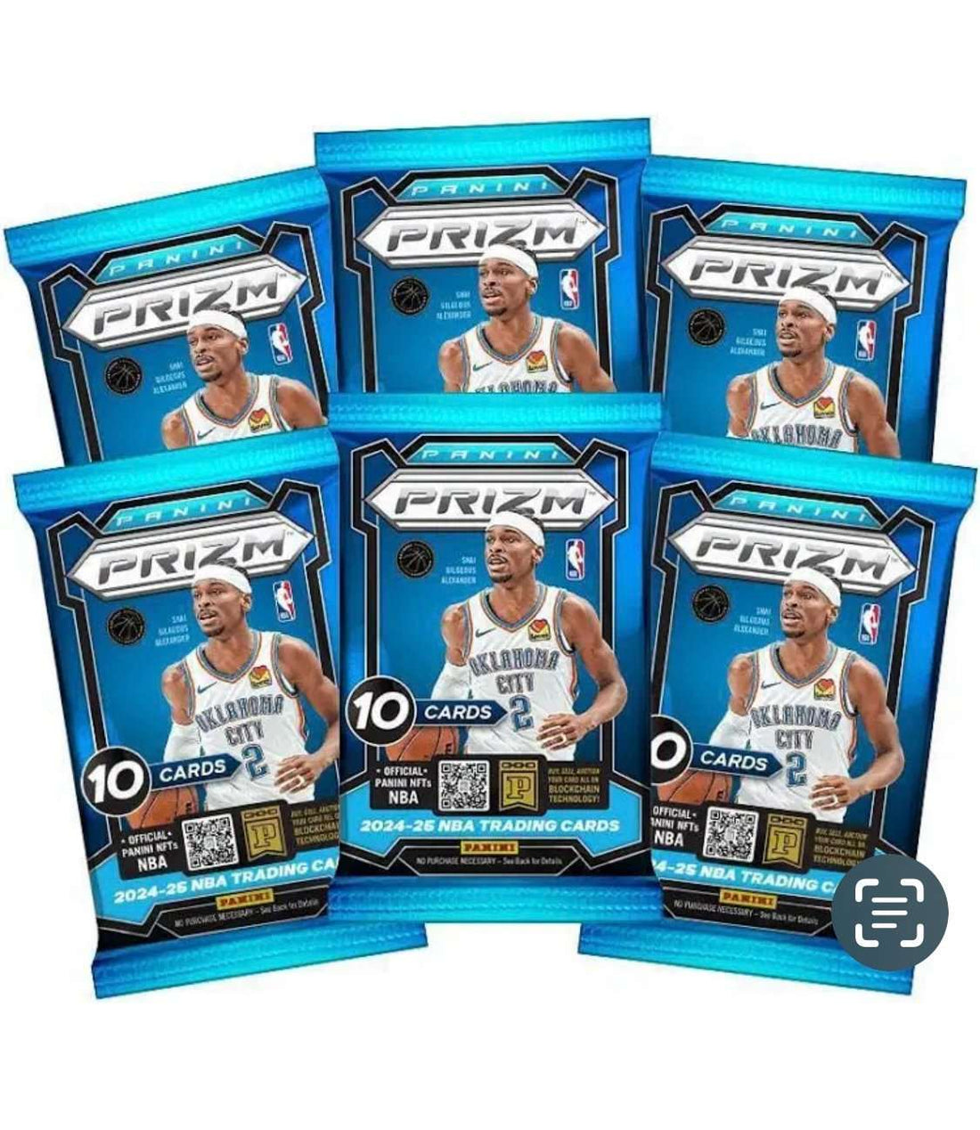 Sealed 2024 25 Panini Prizm NBA Mega Box basketball cards with Shai Gilgeous-Alexander design