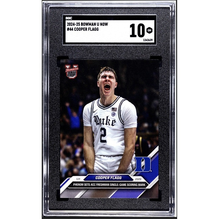 Cooper Flagg RC 2024 Bowman Duke Blue Devils rookie basketball trading card graded SGC 10