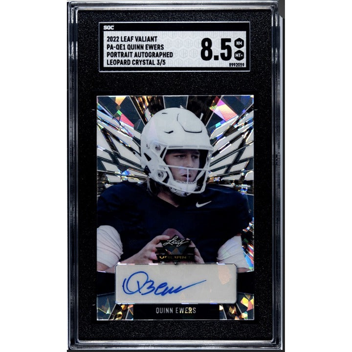 3/5* 2022 LEAF FLASH QUINN EWERS RC* AUTOGRAPH Leopard Crystal #BA-QE1 - SGC 8.5