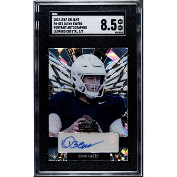 3/5* 2022 LEAF FLASH QUINN EWERS RC* AUTOGRAPH Leopard Crystal #BA-QE1 - SGC 8.5