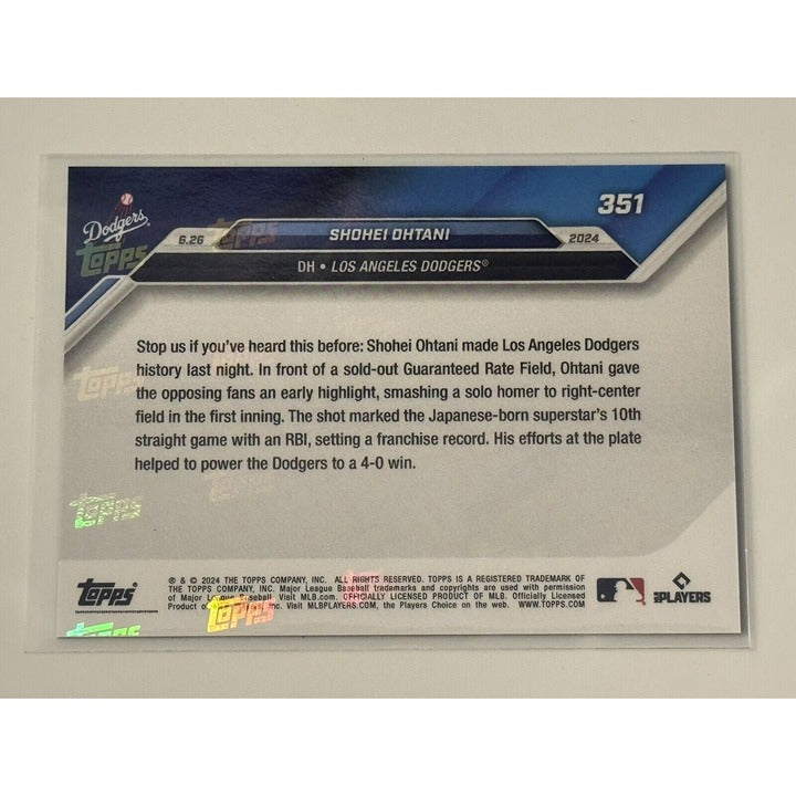 Shohei Ohtani limited edition 2024 Topps Now Los Angeles Dodgers baseball card 351