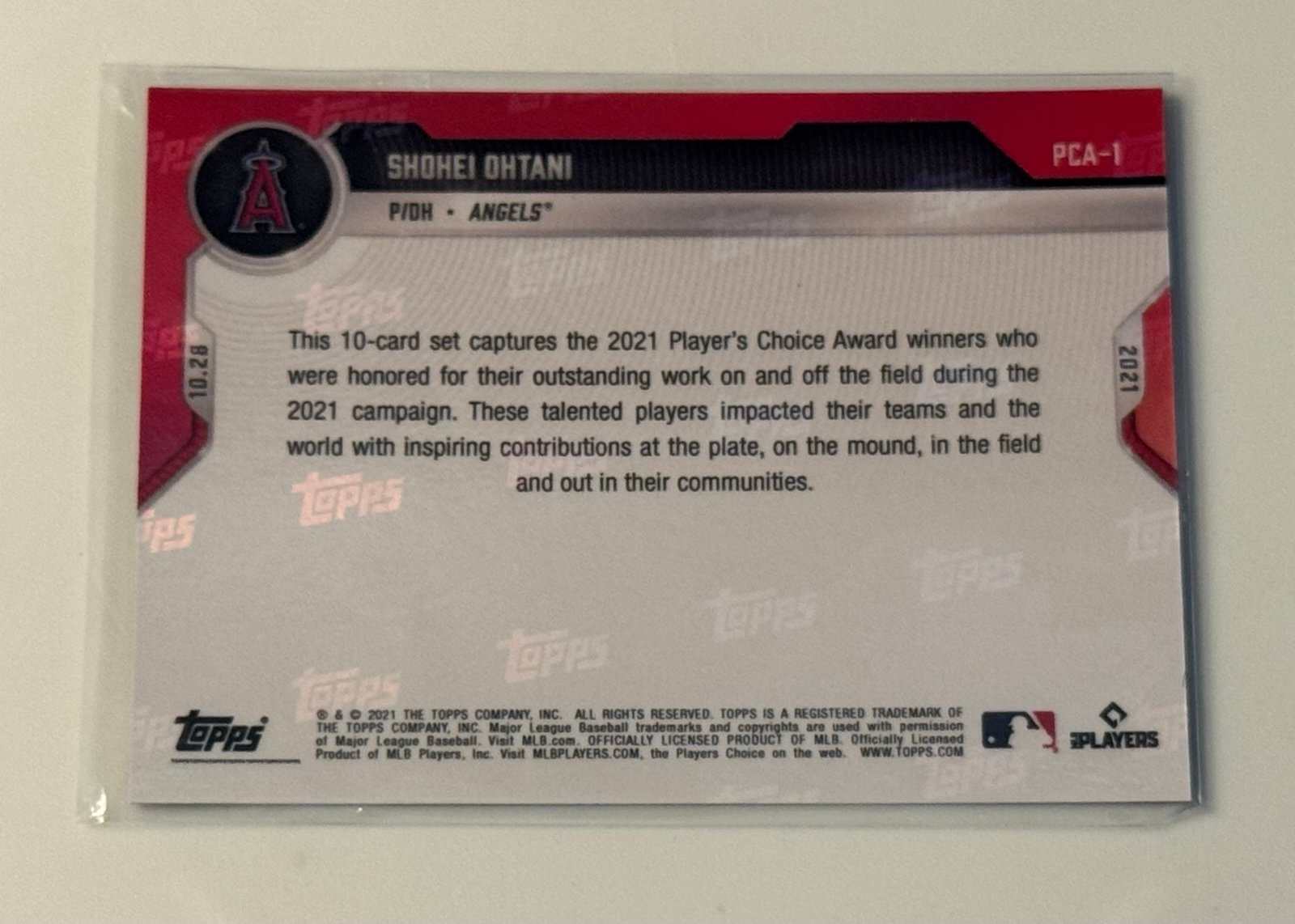 2021 Topps Now Shohei Ohtani Player of the Year MLB Angels Dodgers trading card raw mint