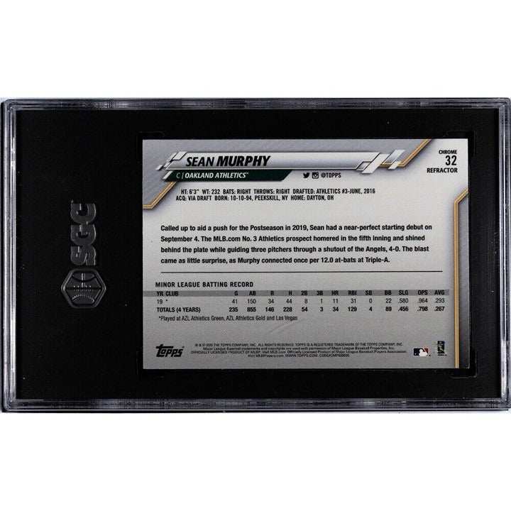 2020 Topps Chrome Sean Murphy rookie card #32 graded 9.5 featuring Oakland Athletics catcher with chrome refractor finish in protective case
