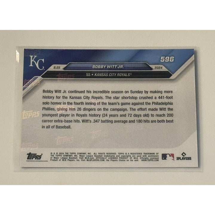 Bobby Witt Jr. 2024 Topps Now MLB Royals rare baseball trading card with blue parallel design and serial number 15/25