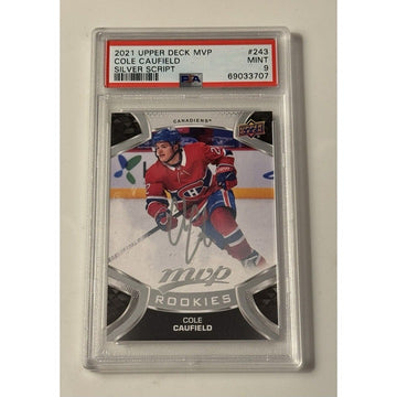 2021 Upper Deck MVP Cole Caufield Silver Script Rookie 243 NHL Canadiens - PSA 9