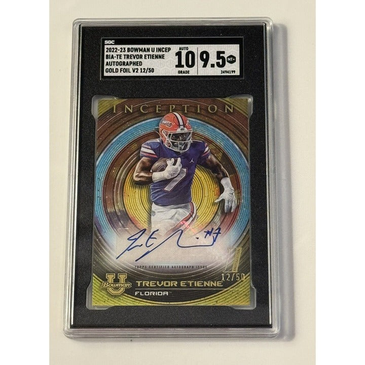 12/50 Trevor Etienne RC GOLD Auto 2022 Bowman U Inception Chrome Refr. - SGC 9.5