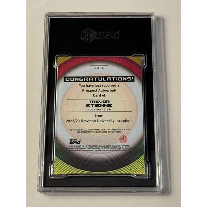 Trevor Etienne RC Gold Auto 2022 Bowman U Inception Chrome Refractor graded 9.5 with gold autograph and limited 12/50 print run