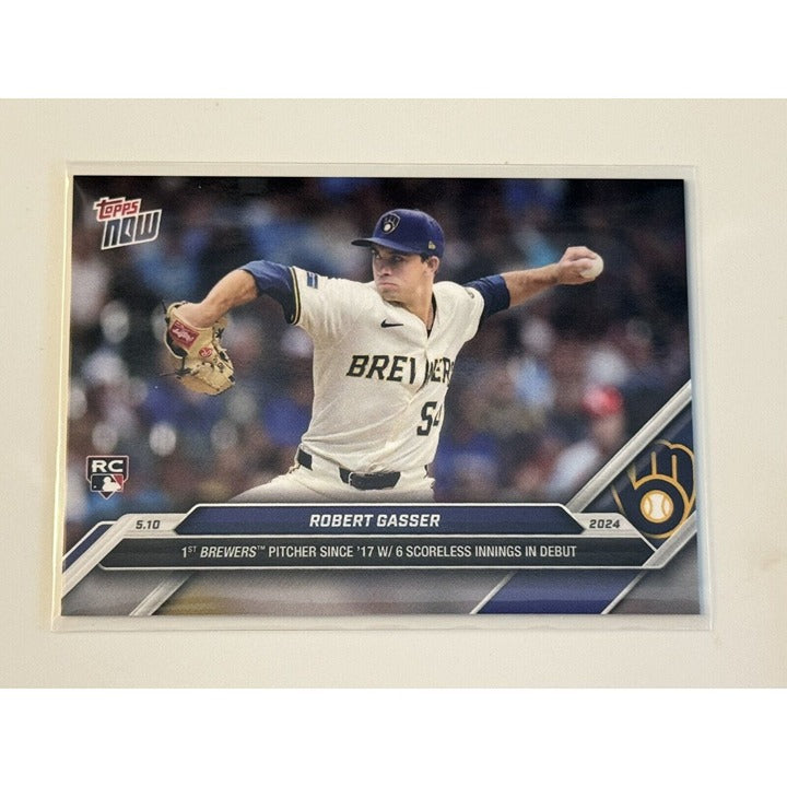 2024 Robert Gasser Rookie Card Topps Now MLB Brewers first win debut pitcher