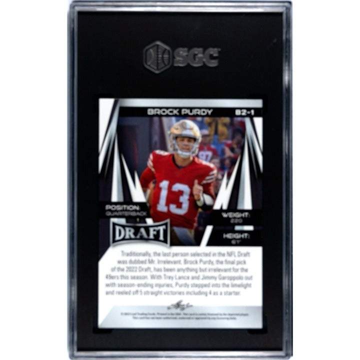 Brock Purdy 2023 Leaf Draft NFL San Francisco 49ers rookie football card graded SGC 10