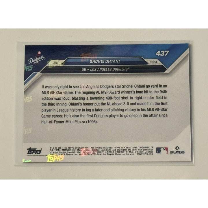 Shohei Ohtani 2024 Topps Now All Star Game pitching and home run trading card MLB Dodgers