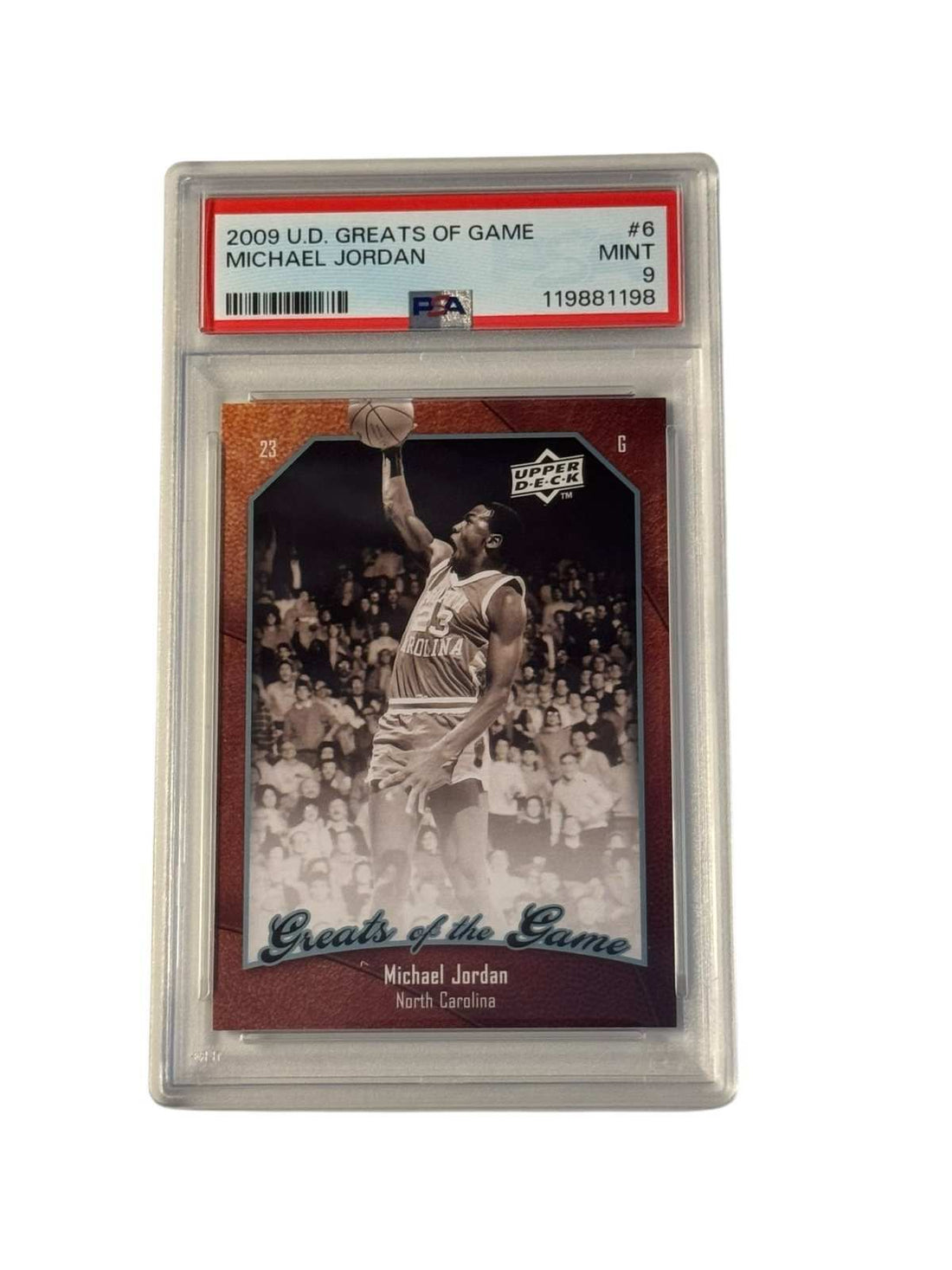 2009 UD Greats of the Game Michael Jordan #6 PSA 9 Mint basketball card UNC Tar Heels