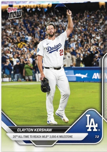 3,000th Strikeout* 2025 Topps Now Clayton Kershaw 20th All-Time MLB Dodgers #373