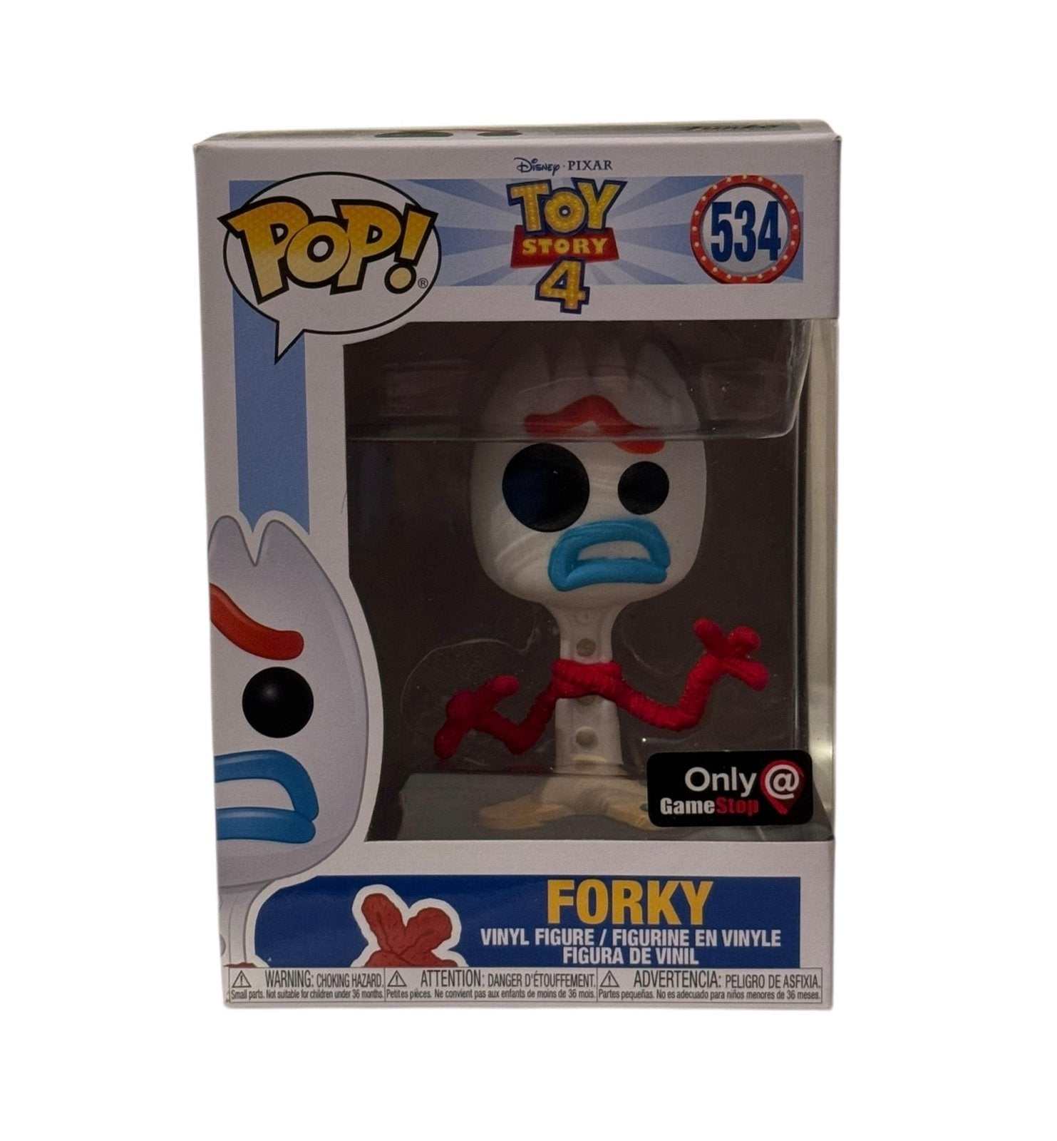 Funko Pop Toy Story 4 Forky 534 GameStop Exclusive vinyl figure in display box