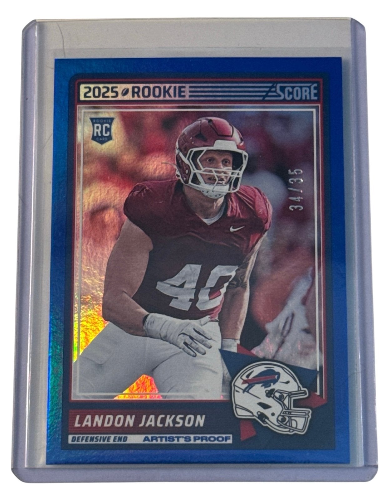 34/35* - 2025 Panini Score Football #87 LANDON JACKSON RC Blue Cubic /NFL BILLS^