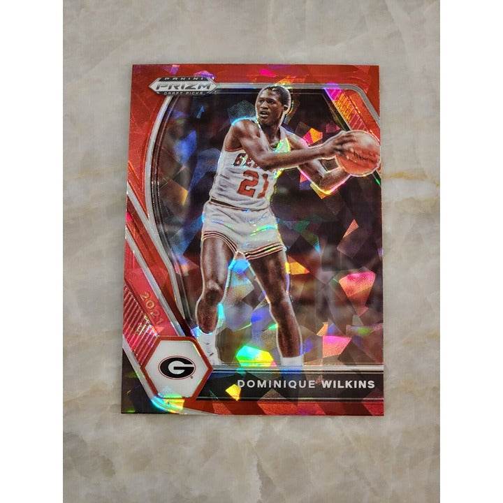 2021 Prizm Draft Picks Dominique Wilkins Red Cracked Ice basketball card Georgia Bulldogs