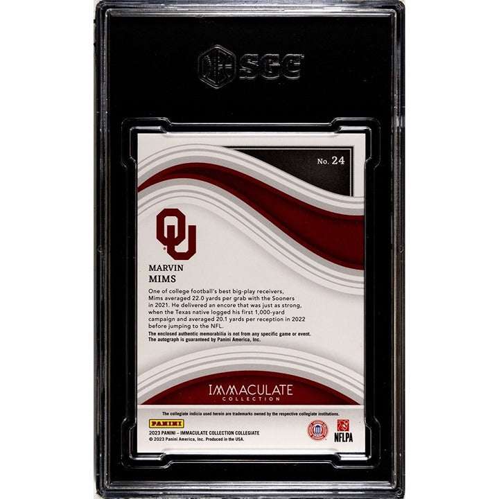 2023 Panini Immaculate Marvin Mims Jr. rookie patch auto card graded SGC 9 in protective case