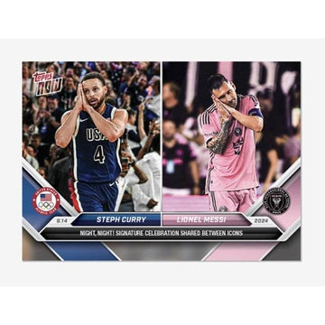 2024 MLS TOPPS NOW card featuring Lionel Messi and Steph Curry iconic moment with high-quality aluminum and card stock