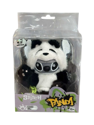 Disney Stitch GenZ Panda limited edition vinyl plush figure in sealed packaging by Miniso