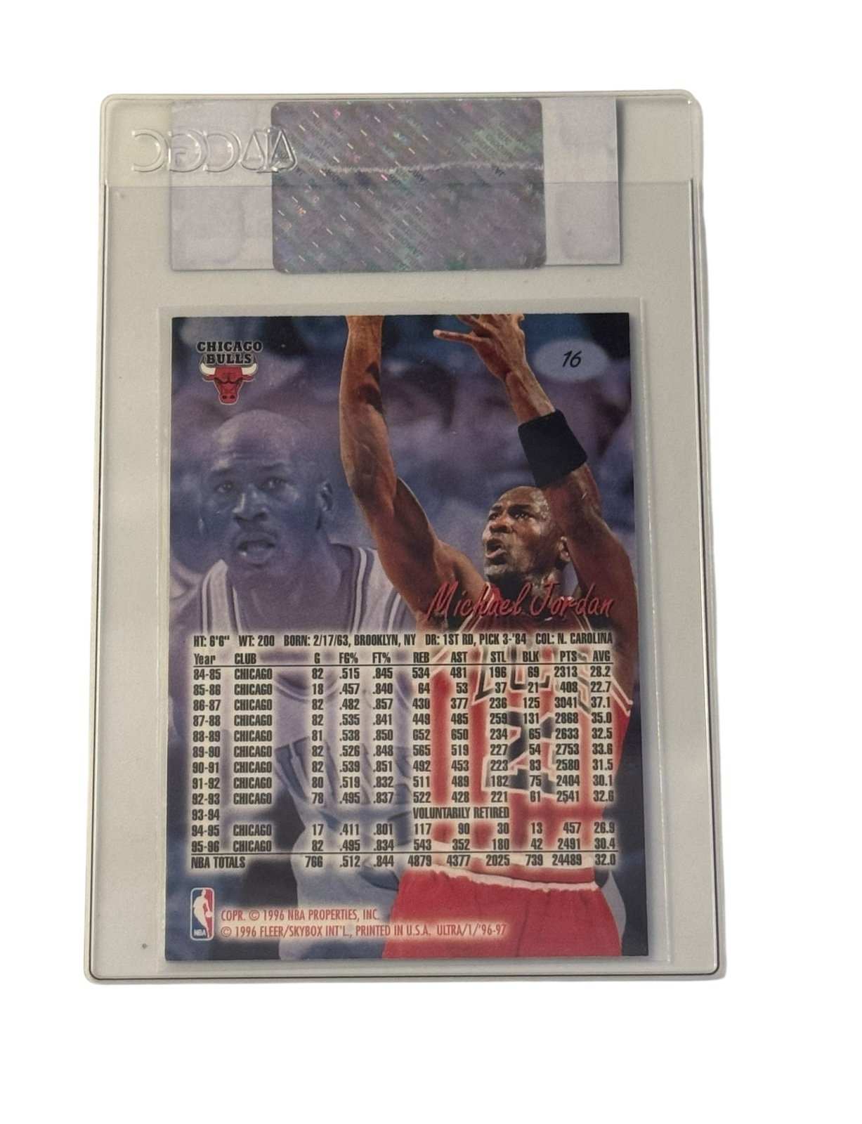 1996-97 NBA Fleer Ultra Michael Jordan Bulls card 16 in CGC Certified Authentic sleeve