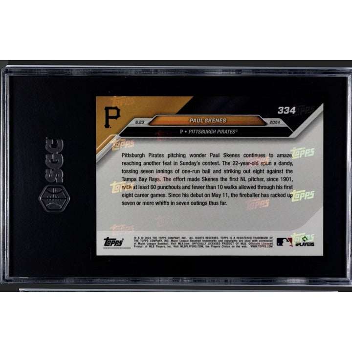 2024 Topps Now Paul Skenes rookie card Blue Parallel SSP 26/49 SGC 7 Pirates pitcher collectible