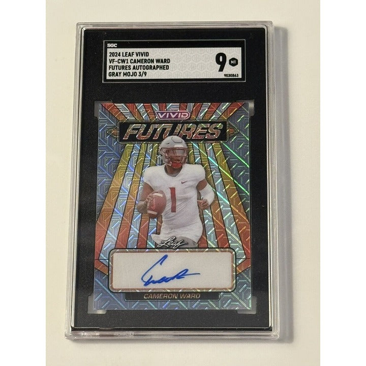 3/9 2024 Leaf Vivid Cameron Ward RC* Auto Futures Gray Mojo Rookie #VF-CW1 SGC 9
