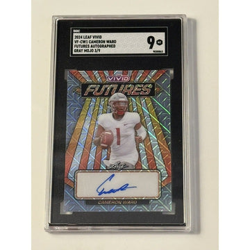 3/9 2024 Leaf Vivid Cameron Ward RC* Auto Futures Gray Mojo Rookie #VF-CW1 SGC 9