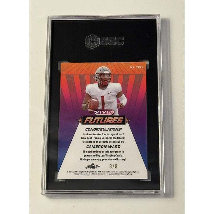 2024 Leaf Vivid Cameron Ward rookie card autographed graded 9 gray mojo futures