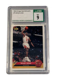 1992-93 Upper Deck McDonald’s Michael Jordan P5 card graded CSG 9 Mint with dunk action in Bulls uniform