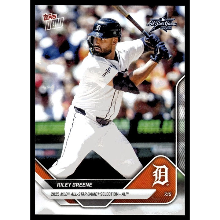 Riley Greene 2025 MLB All-Star Game baseball card in Detroit Tigers uniform holding bat