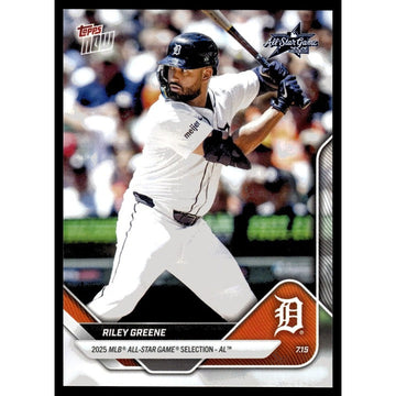 Riley Greene 2025 MLB All-Star Game baseball card in Detroit Tigers uniform holding bat