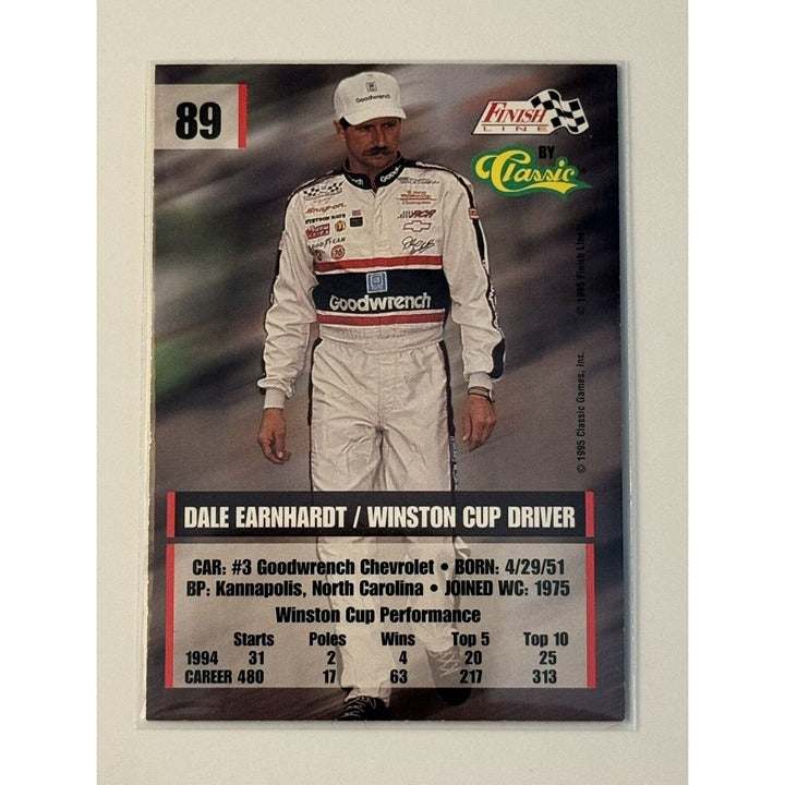 1995 Classic Finish Line Dale Earnhardt silver NASCAR trading card