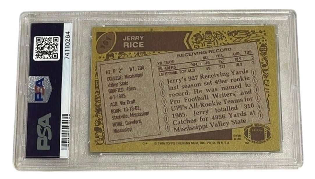 1986 Topps Jerry Rice Rookie Card PSA 6 EX-MT #161 NFL 49ers Hall of Fame WR collectible