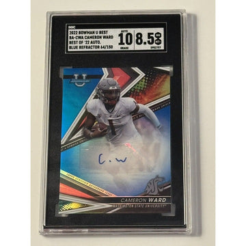 64/150 - 2022 Topps Bowman's Best U CAMERON WARD RC* AUTO Miami Rookie - SGC 8.5