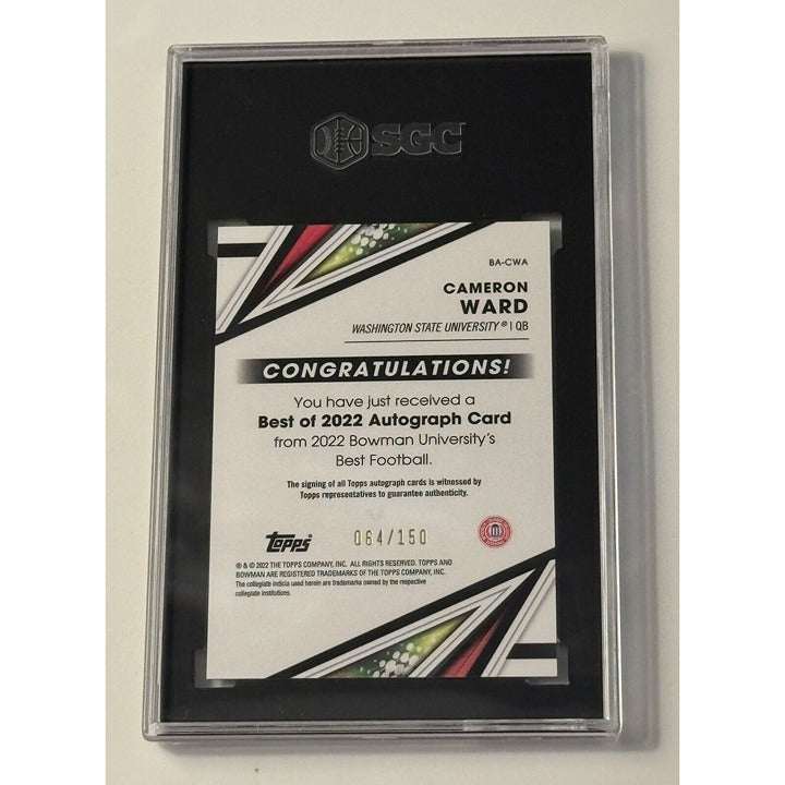 2022 Topps Bowman's Best Cameron Ward rookie autograph card green refractor SGC 8.5