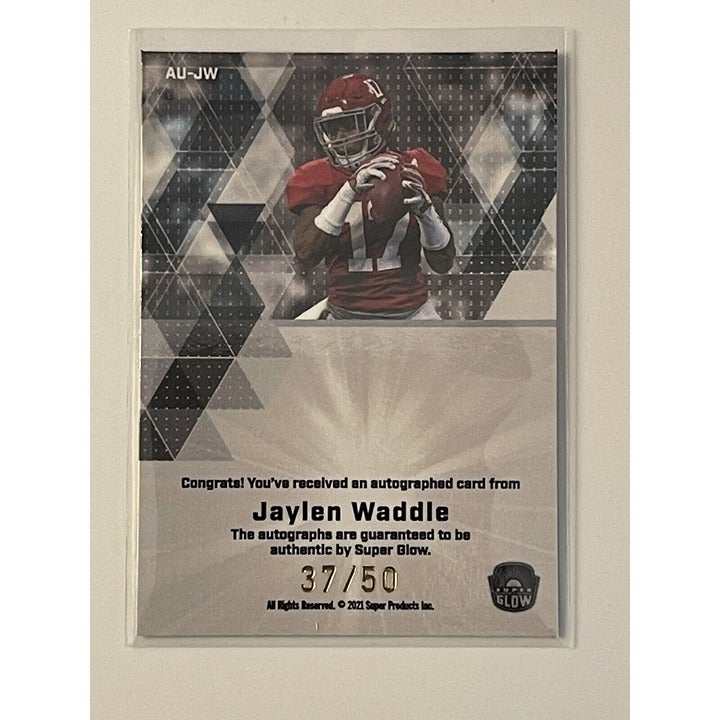 Jaylen Waddle autographed 2021 Super Glow football card 37/50 Alabama Crimson Tide NFL Dolphins