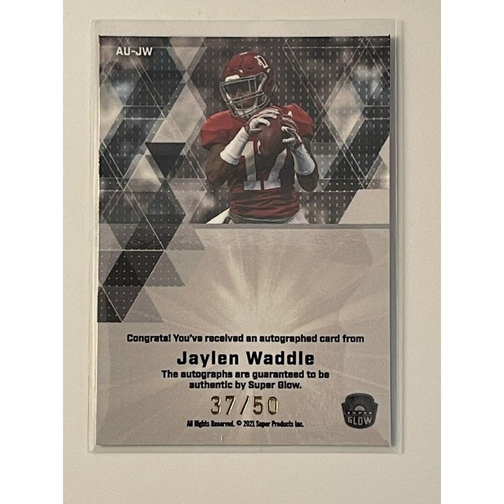 Jaylen Waddle autographed 37/50 Super Glow football card Alabama Crimson Tide NFL Dolphins