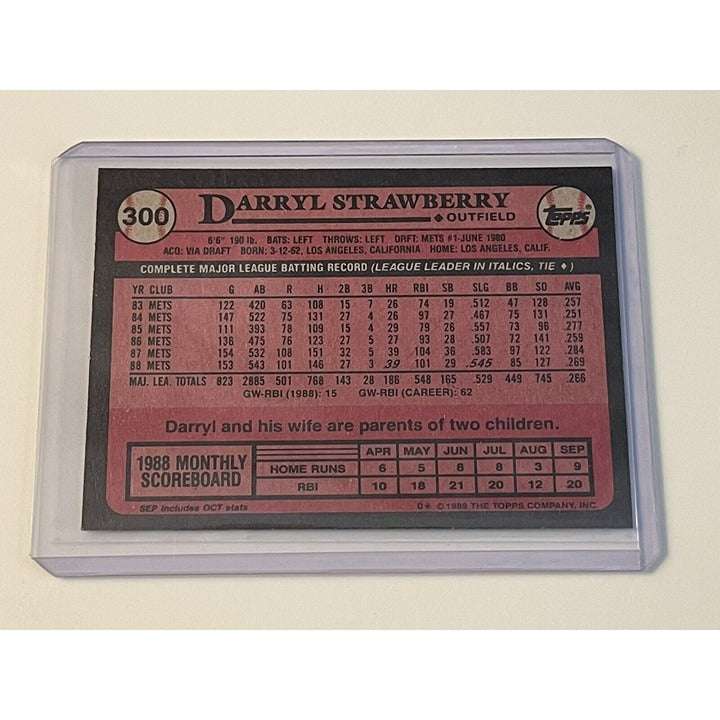 1989 TOPPS Baseball Darryl Strawberry New York Mets trading card back #300 raw condition