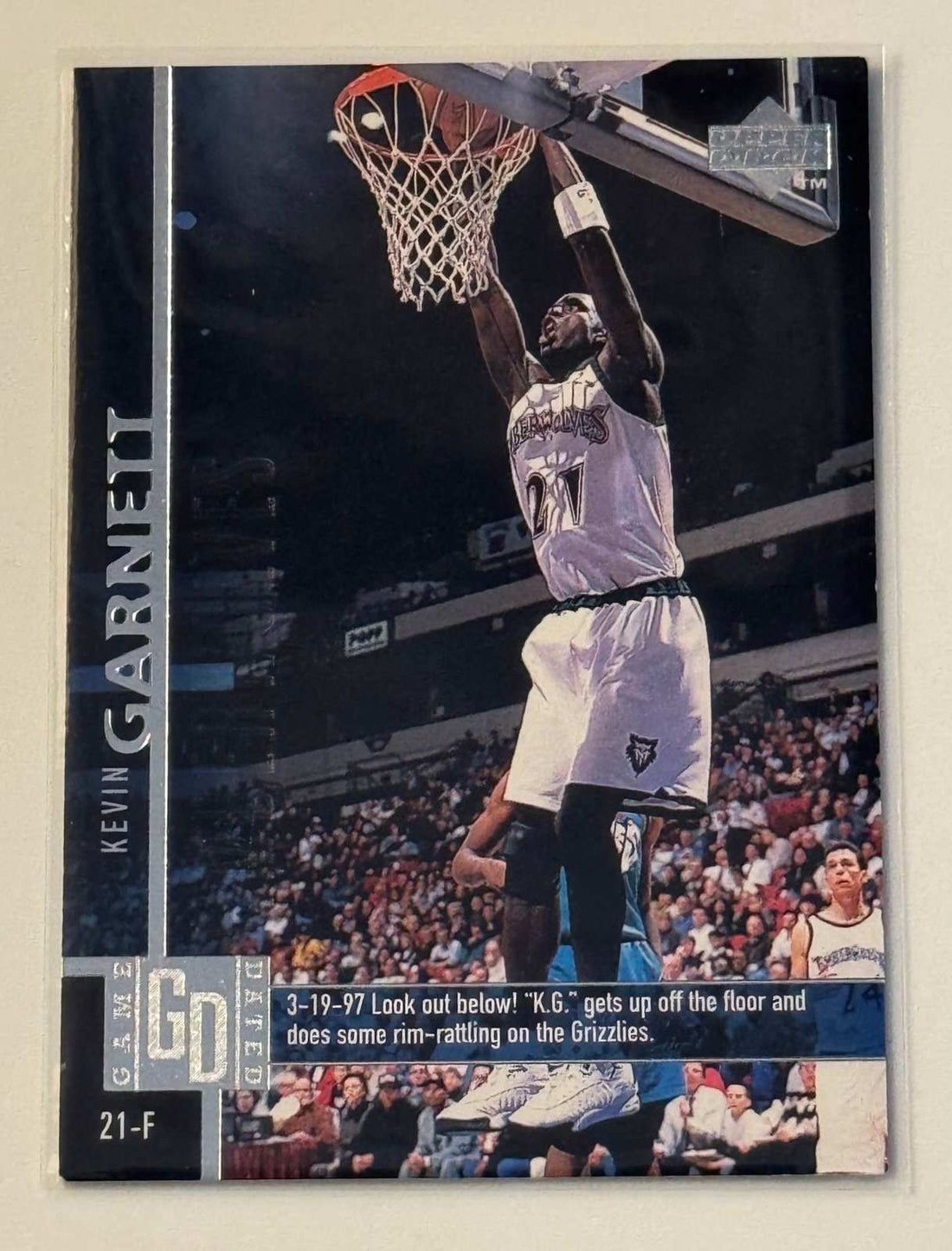 Kevin Garnett - 1997 Upper Deck Kevin Garnett - 1997 Upper Deck Game Dated - NBA Timberwolves - Dunk Card 75