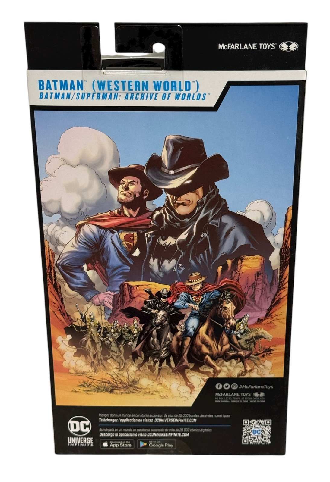 McFarlane DC Multiverse Batman Western World 7-inch action figure in sealed packaging with detailed artwork and collector card