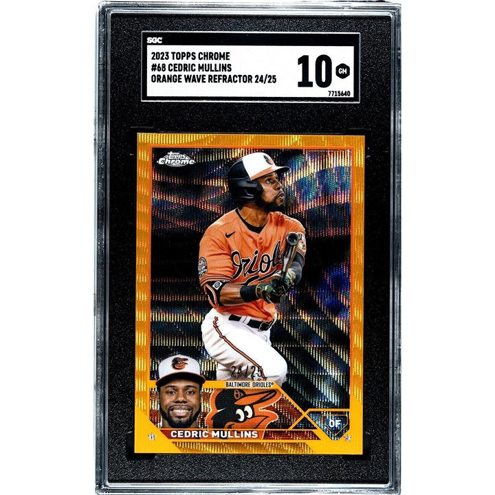 Cedric Mullins 2023 Topps Chrome #68 Orange Wave Refr. 25/25 MLB Orioles SGC 10*