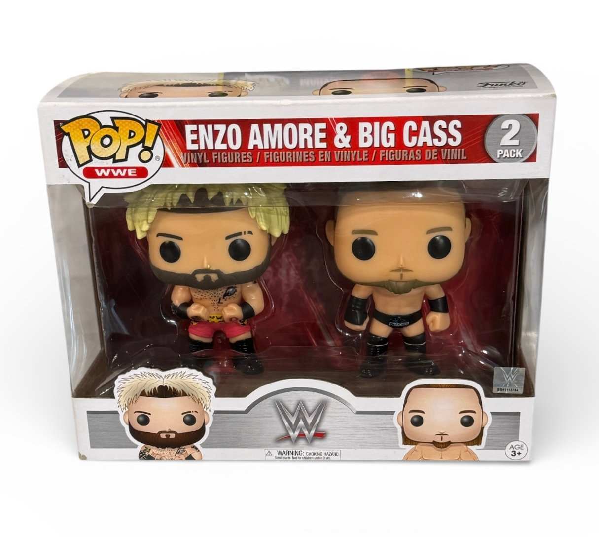 Funko Pop WWE 2 Pack featuring Enzo Amore and Big Cass vinyl figures in original packaging