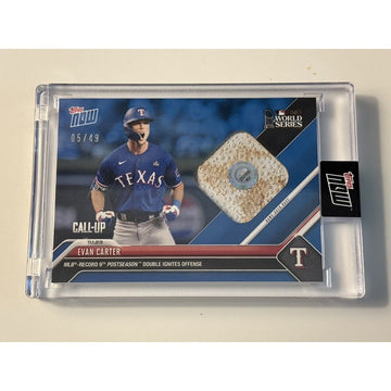 5/49 Evan Carter RC 2023 MLB Topps NOW - World Series Game Base Relic Card #1073