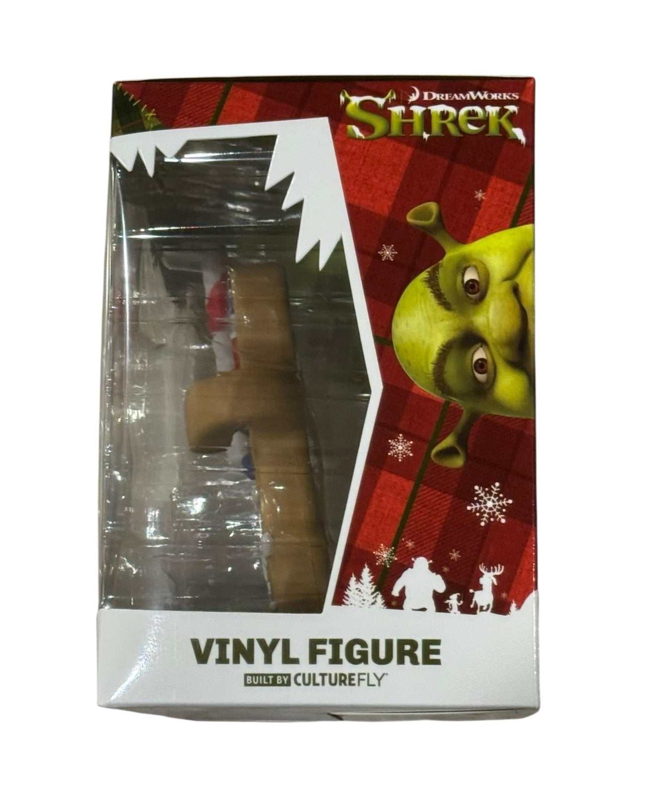Shrek Gingerbread Man vinyl figure with candy cane accessory in festive DreamWorks packaging